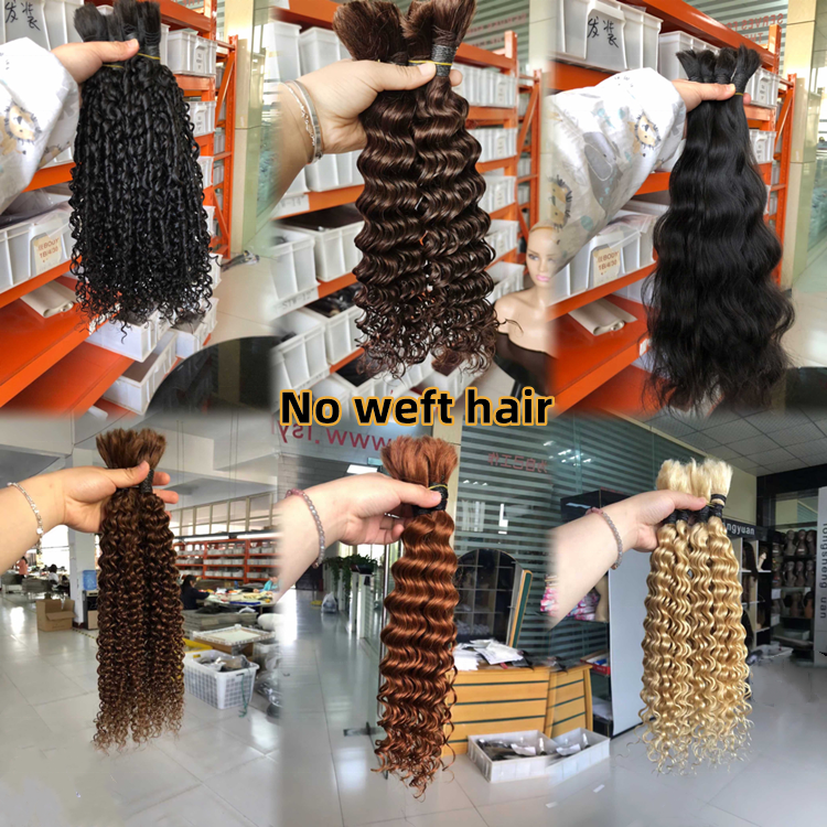 No weft human hair bundles raw unprocessed bulk hair without the weft unwefted human hair extension for braiding wholesale