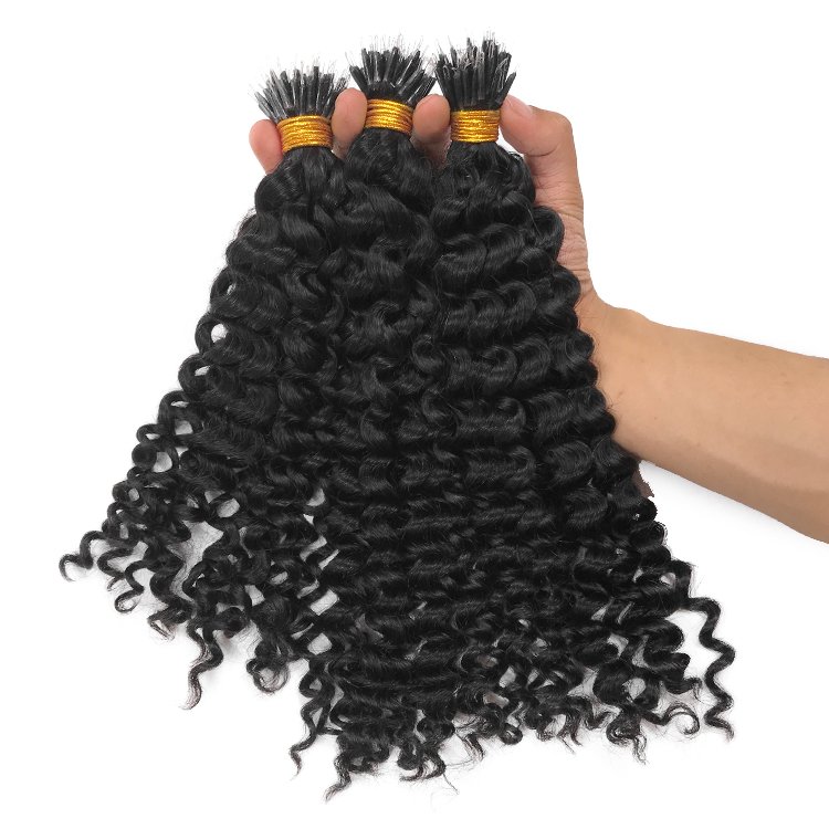 Ready to Ship Factory Price Nano Tip Hair Extensions Loose Wave Curly Nano Beads Human Hair Extensions