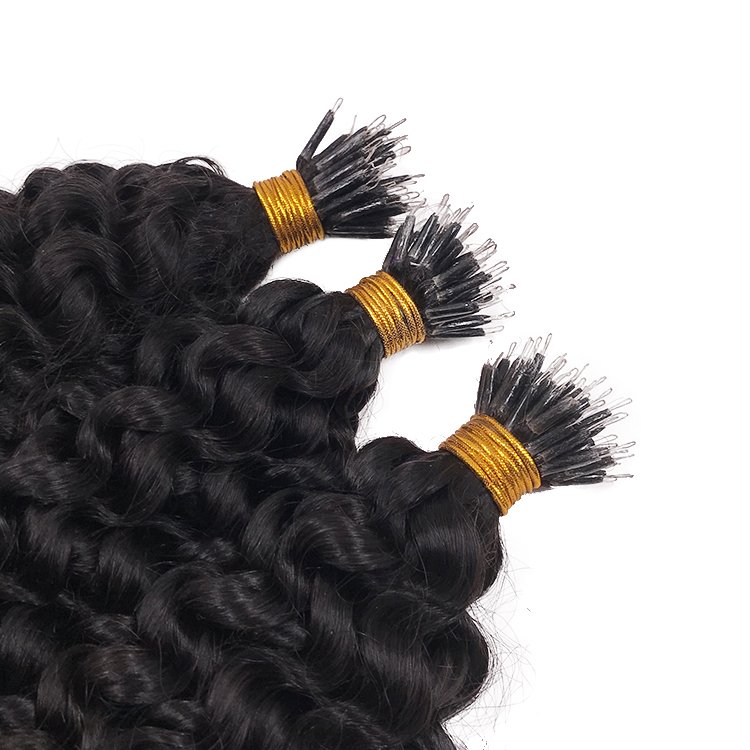 Ready to Ship Factory Price Nano Tip Hair Extensions Loose Wave Curly Nano Beads Human Hair Extensions