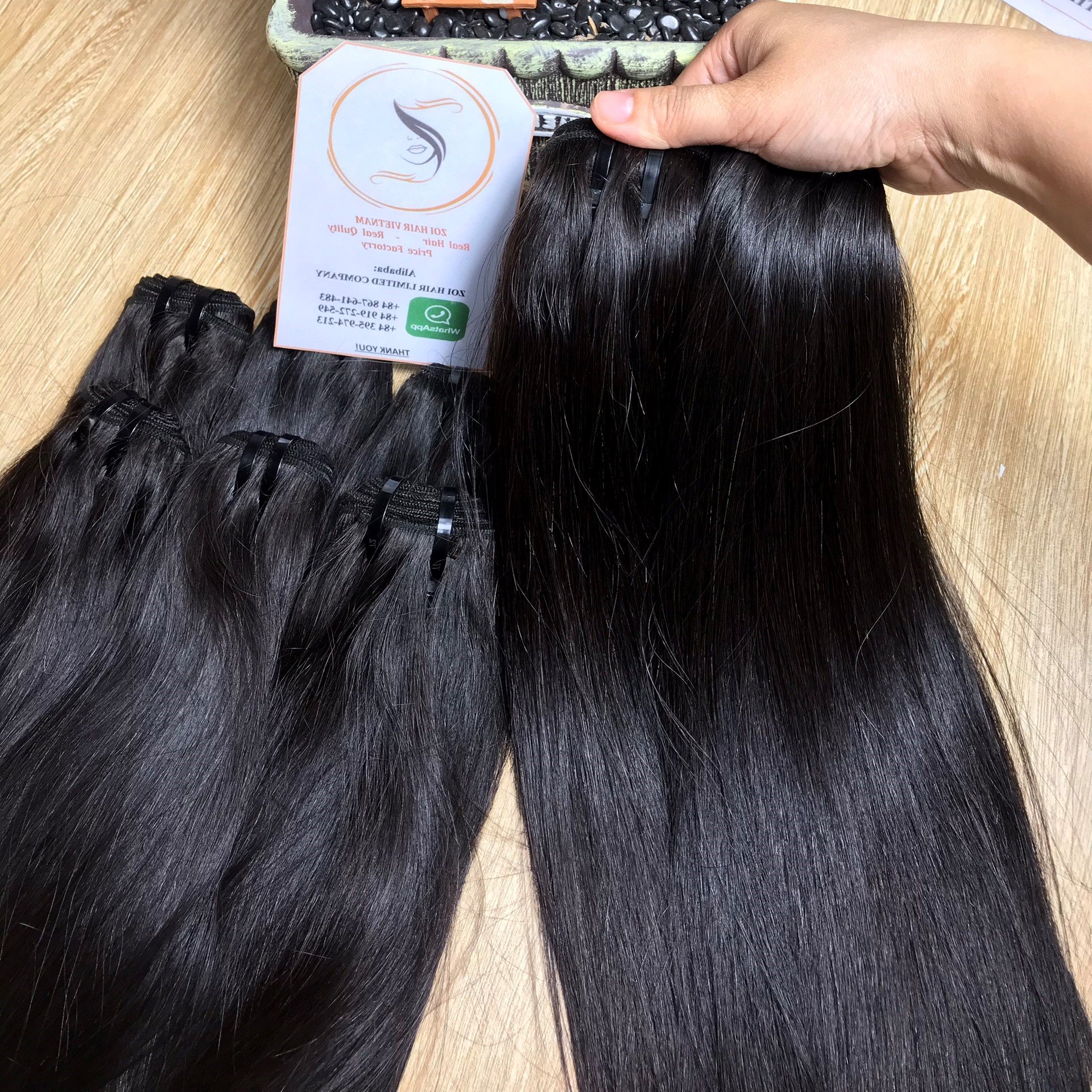 Human hair extension vendors bone straight double drawn natural color hair made in Vietnam raw hair cheap price