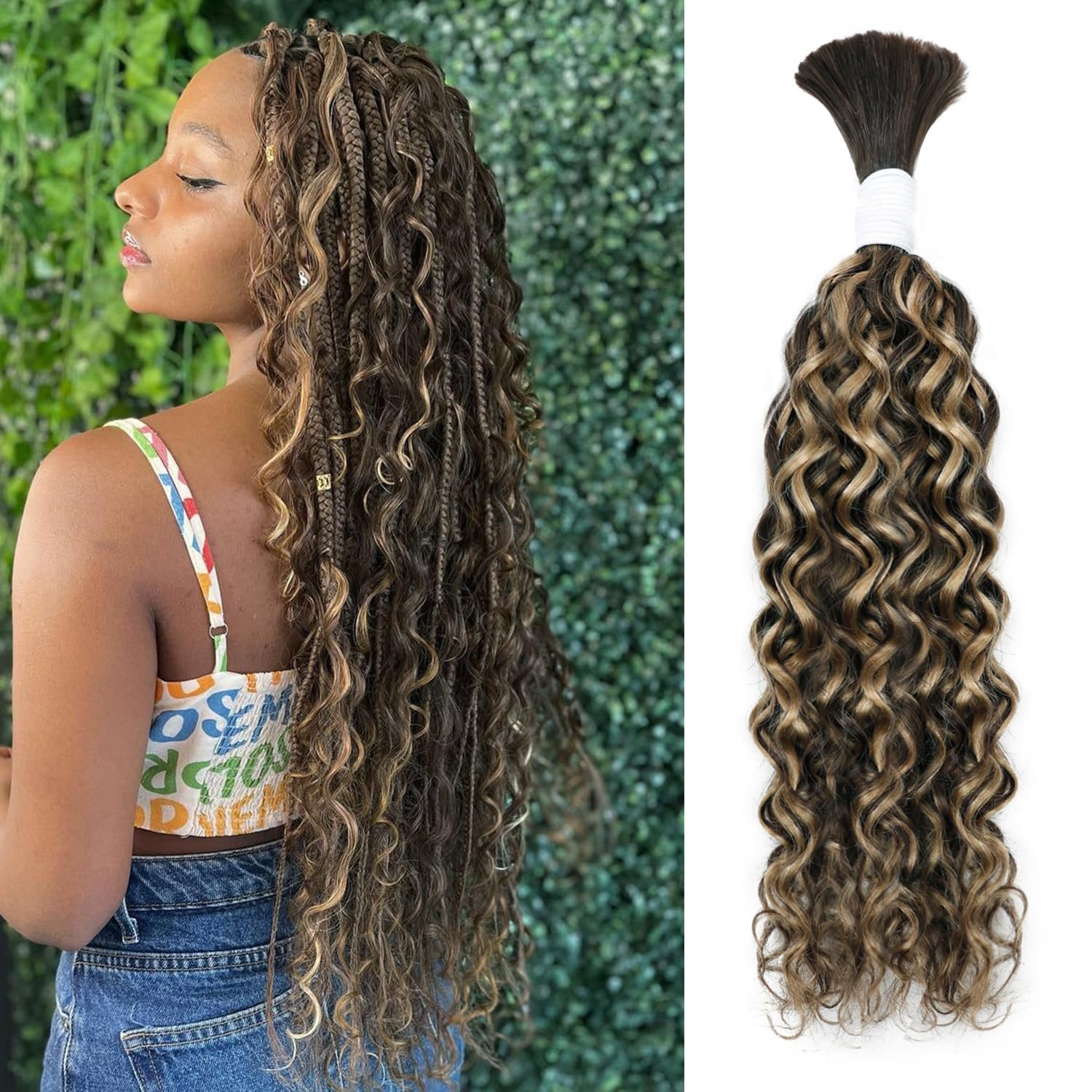High Quality Virgin Curly 50g 100g Deep Water Wave Bulk Hair Extensions Boho Braids Hair Human for Braiding Hair Bulk Extensions