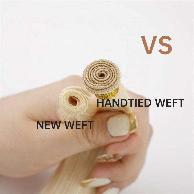 New Design Hand-Tied Wefts Double Hair Drawn Cuticle Aligned Genius Weft Hair Extensions