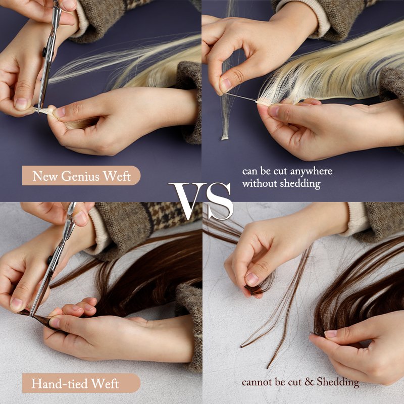 New Design Hand-Tied Wefts Double Hair Drawn Cuticle Aligned Genius Weft Hair Extensions