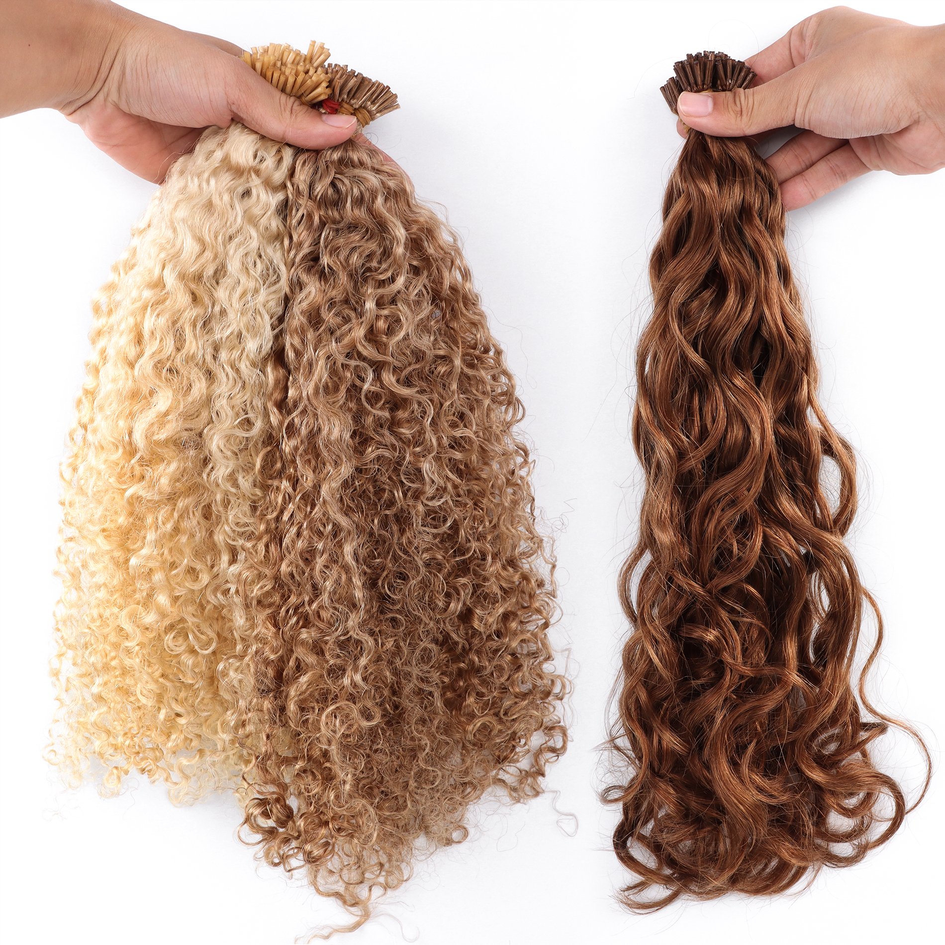 Raw Hair 10''-30'' U/K Tip Remy Indian Human Hair MicroLink Cuticle Aligned Curly Blonde I Tip Hair Extension