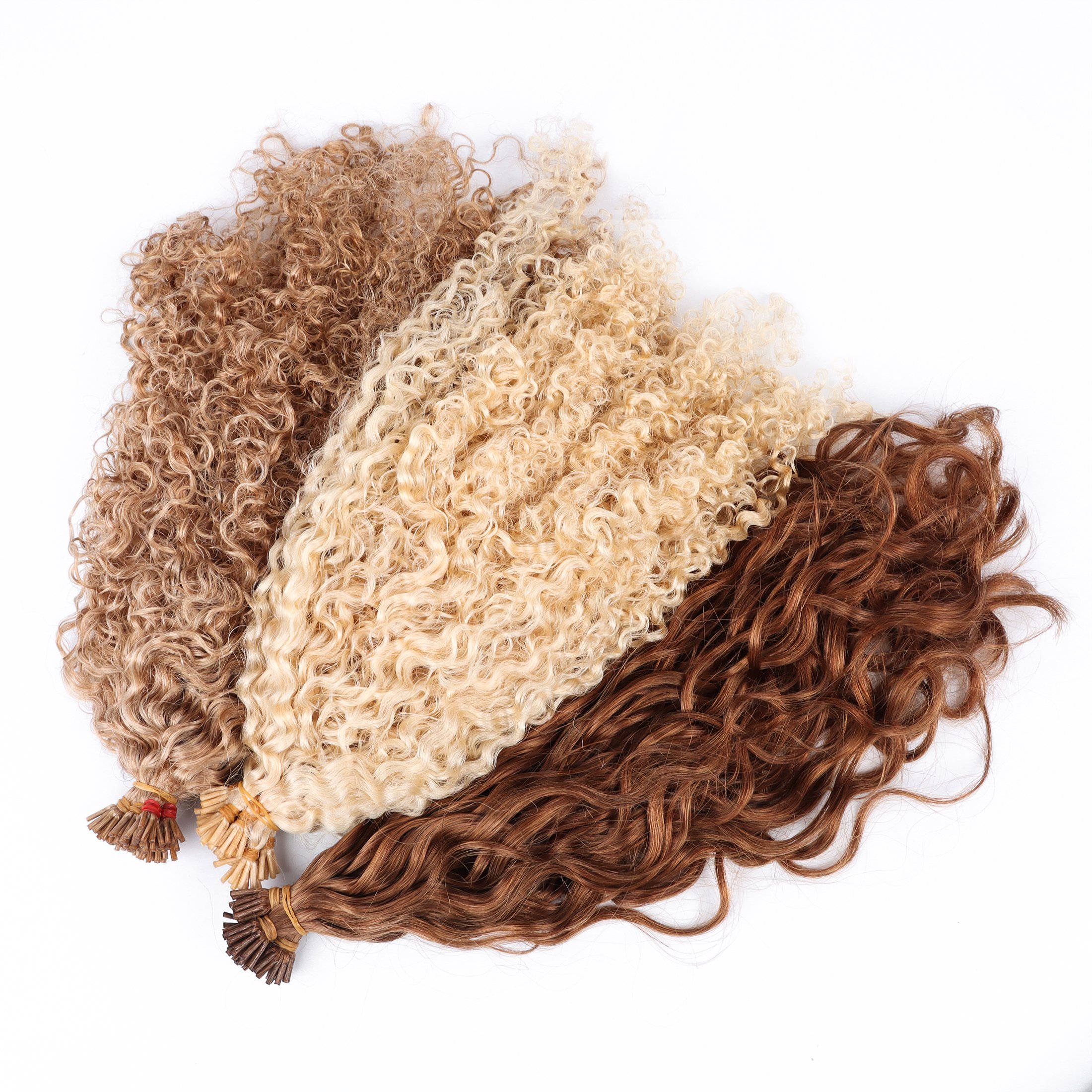 Raw Hair 10''-30'' U/K Tip Remy Indian Human Hair MicroLink Cuticle Aligned Curly Blonde I Tip Hair Extension