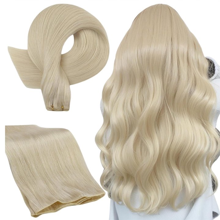 Russian Thin Invisible 100g Genius Weft Human Hair Extensions Double Drawn Human Hair Hand Tied Weft Extensions