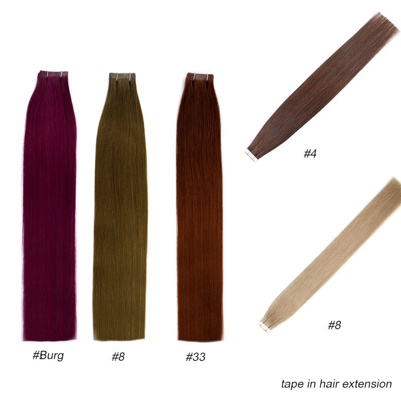 Remy Human Hair Tape In Extension Virgin Cuticle Intact Double Adhesive Tape On Hair Extensions