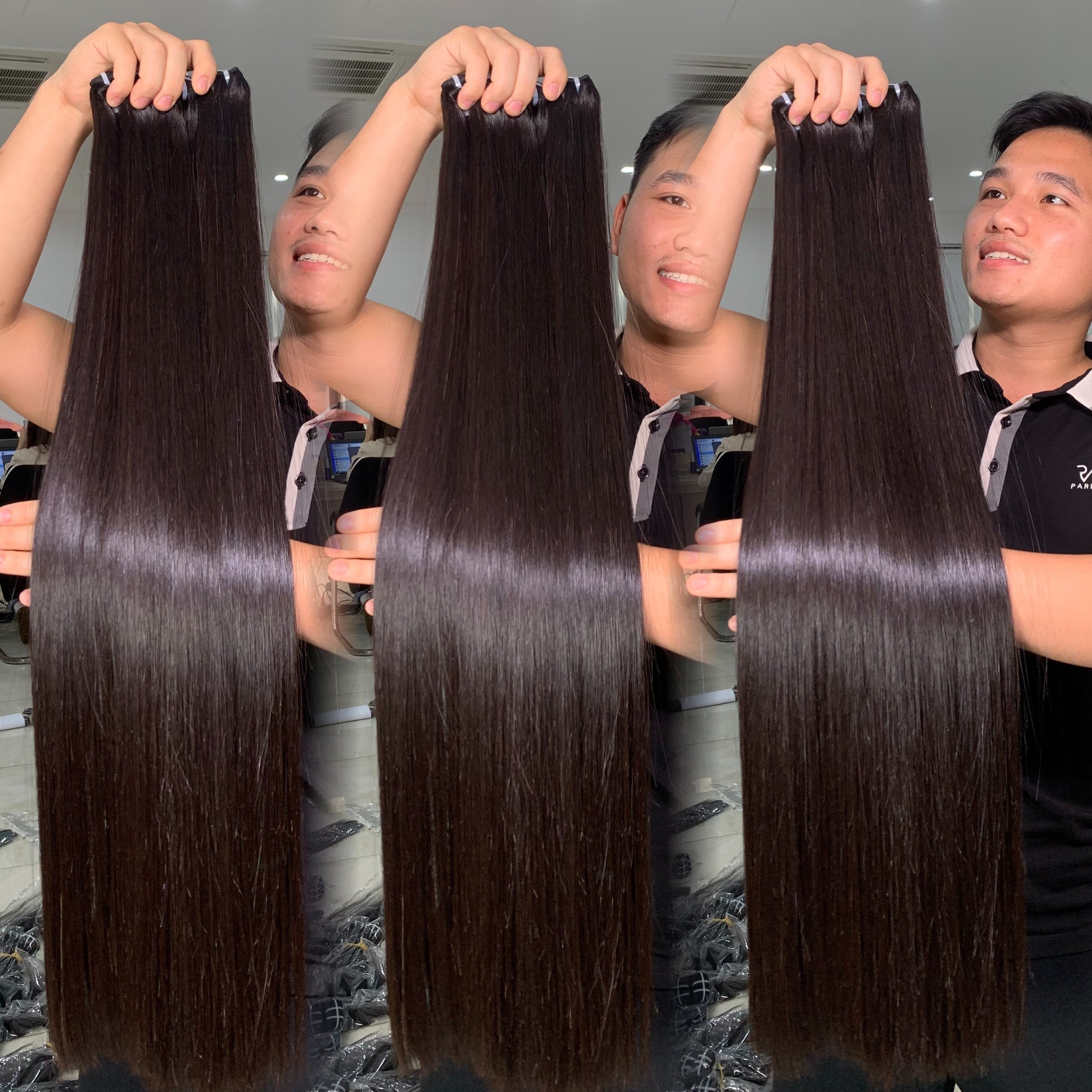 Raw Unprocessed Top Quality Remy Bone Straight Human Hair Extensions Natural Black Wholesale Vietnamese Supplier