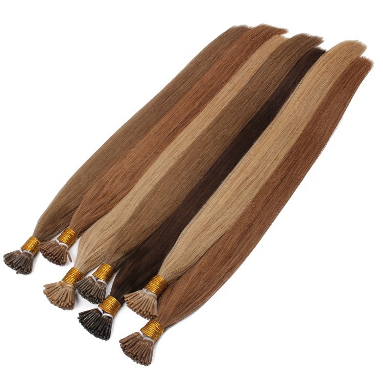 Wholesale High Quality Hair Double Drawn Raw Russian Remy I-tips Human Hair Keratin Pre Bonded I Tip Human Hair Extensions