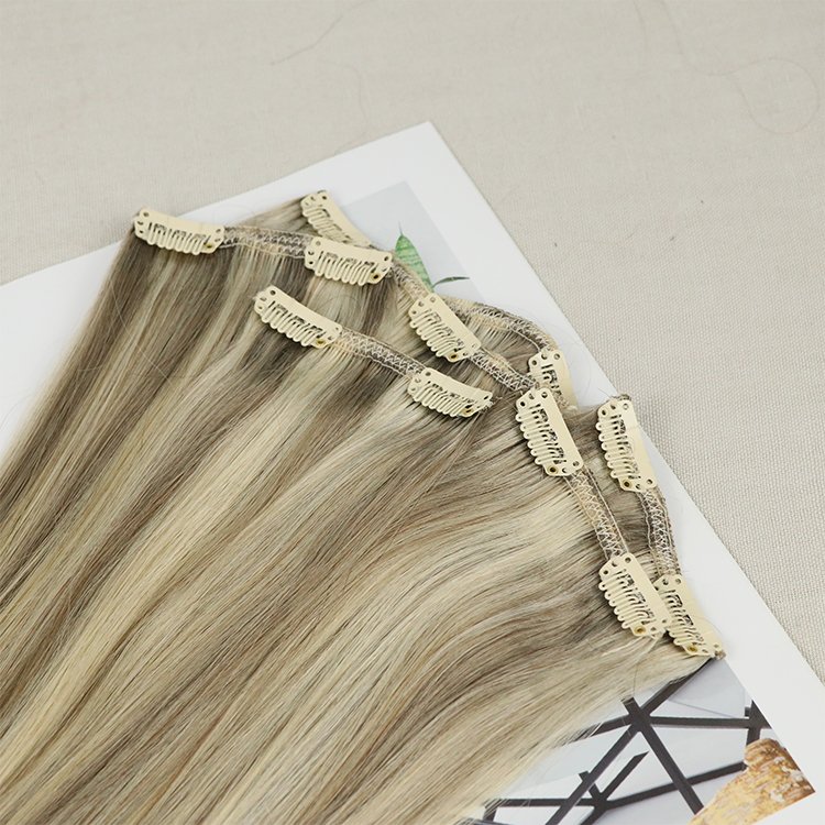 Wholesale 100% Human Hair Clip Ins Hair Extension Raw Russian Seamless Clip In Hair Extensions