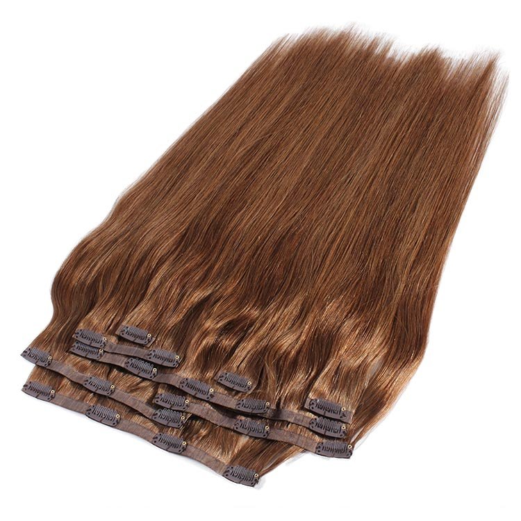 Wholesale 100% Human Hair Clip Ins Hair Extension Raw Russian Seamless Clip In Hair Extensions