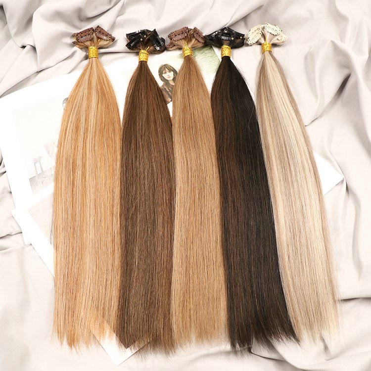 Wholesale 100% Human Hair Clip Ins Hair Extension Raw Russian Seamless Clip In Hair Extensions