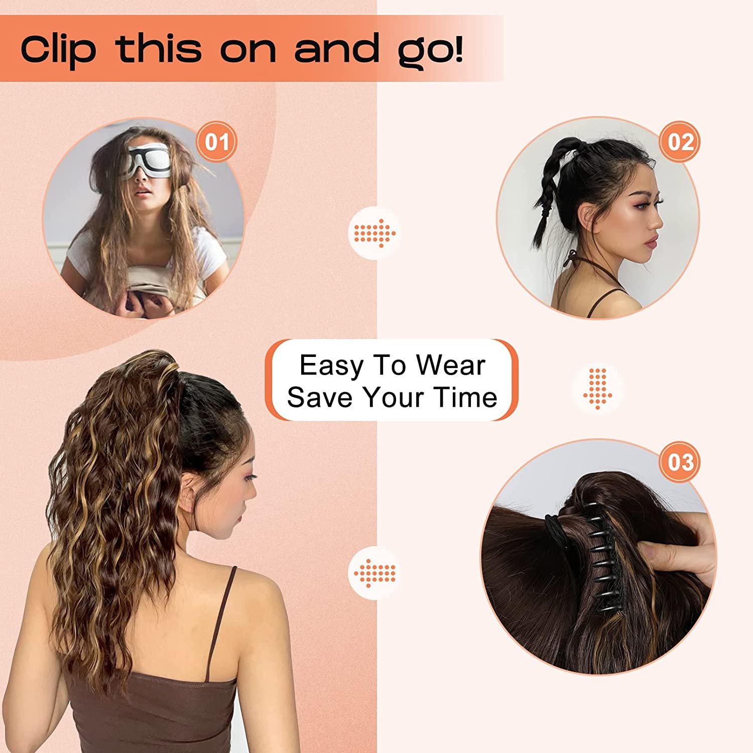 18-Inch synthetic ponytail Heat Resistant Synthetic Fiber Ponytail Extension hair braids hair extension