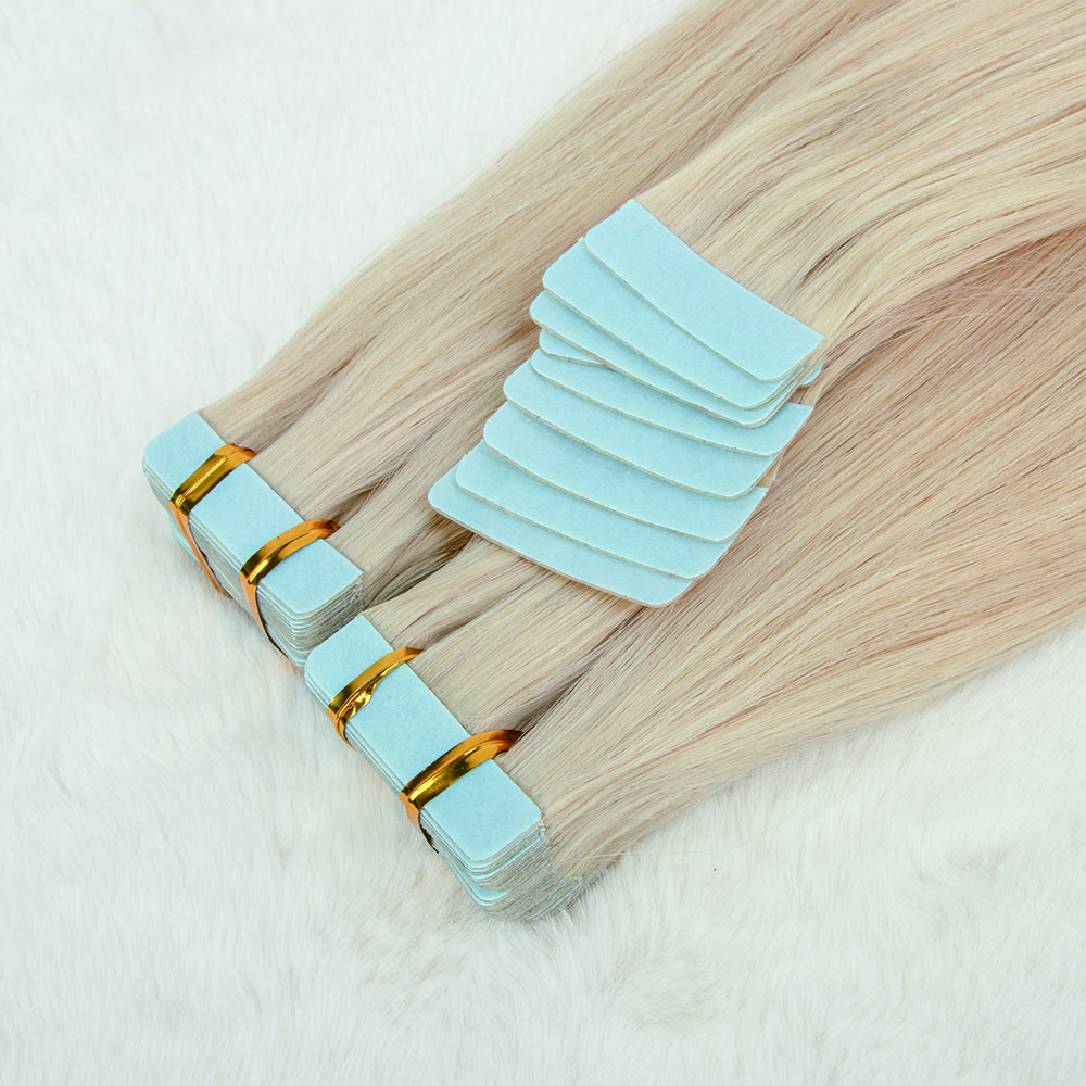 Raw hair tape ins factory price unprocessed virgin cuticle aligned Russian light blonde tape in extensions human hair