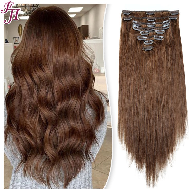 FH 30 inch raw human hair extensions clip ins seamless clip in cambodian human hair extensions