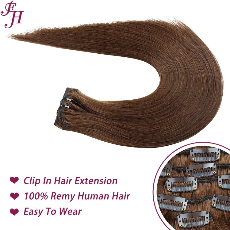 FH 30 inch raw human hair extensions clip ins seamless clip in cambodian human hair extensions