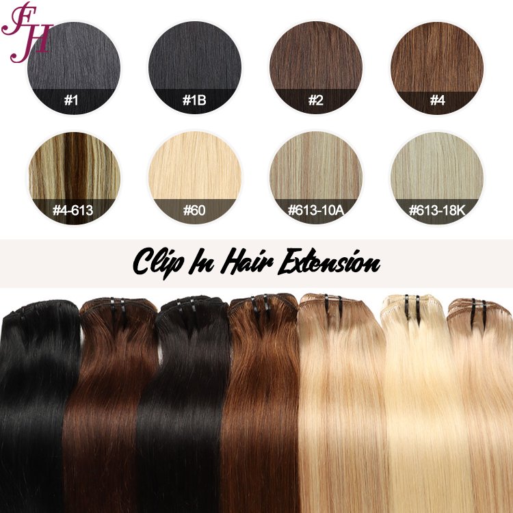 FH 30 inch raw human hair extensions clip ins seamless clip in cambodian human hair extensions