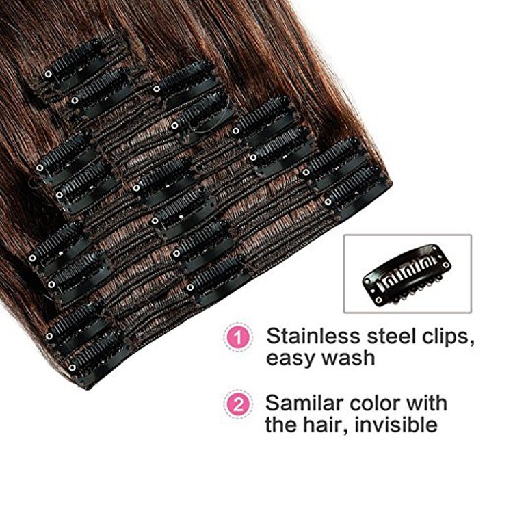 straight shoulder length hair style hair talk extensions 24 inch clip-in human hair extensions
