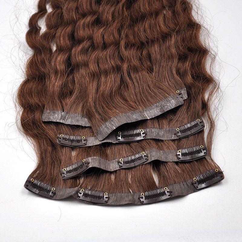 Premium Luxury 100% Virgin Remy Human Hair Extension Invisible Seamless Clip-In Hair Injection Machine Weft