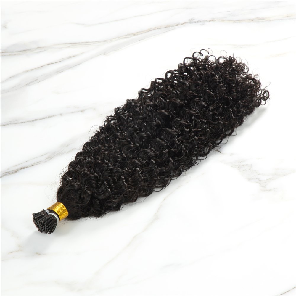 Hot Sell Wholesale Natural Black Water Wave Virgin Chinese Human Hair I Tip 40 Inch Hair Extensions Curly