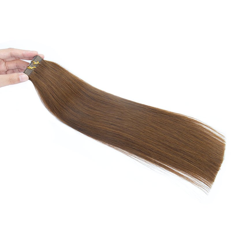 Wholesale Tape Hair Extension Double Drawn 100% Raw Remy Human Hair Brown Color Tape In Hair