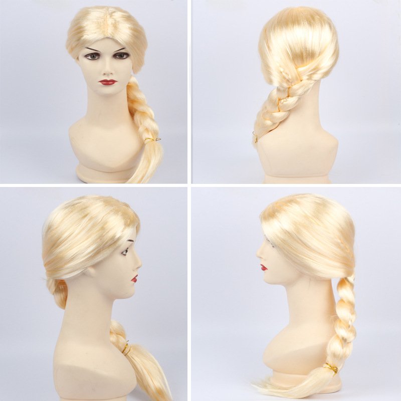 High Quality Cheap Wig Carnival Halloween Anime Cosplay Braided Blonde Wig For Women