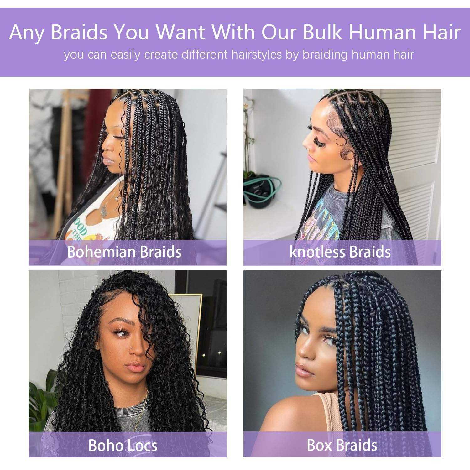 S 100% Natural Unweft Hair Bundle Unwefted Human hair Extensions for Braiding Unprocessed Wet and Wavy Bulk No Weft Hair Bulk