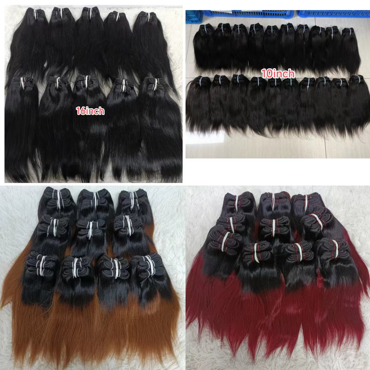 Letsfly wholesale cheap price colored 100% human hair bundles soft hair bundles 16inch 50pcs Brazilian remy hair extension