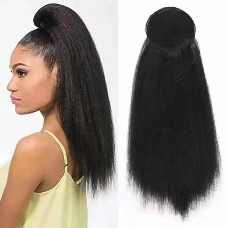 Letsfly Wholesale Drawstring/Wrap Around Ponytail 9A 10A 30inch Brazilian Virgin Human Hair Extension Black Woman 100%Human Hair
