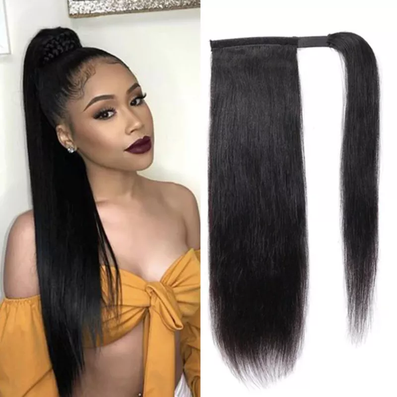 Letsfly Wholesale Drawstring/Wrap Around Ponytail 9A 10A 30inch Brazilian Virgin Human Hair Extension Black Woman 100%Human Hair