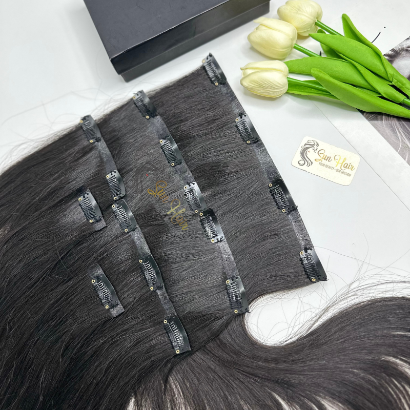 Wholesale Hot Trending Unprocessed Raw Cuticle Aligned Clip in Hair 100% Vietnamese Human Hair Extensions