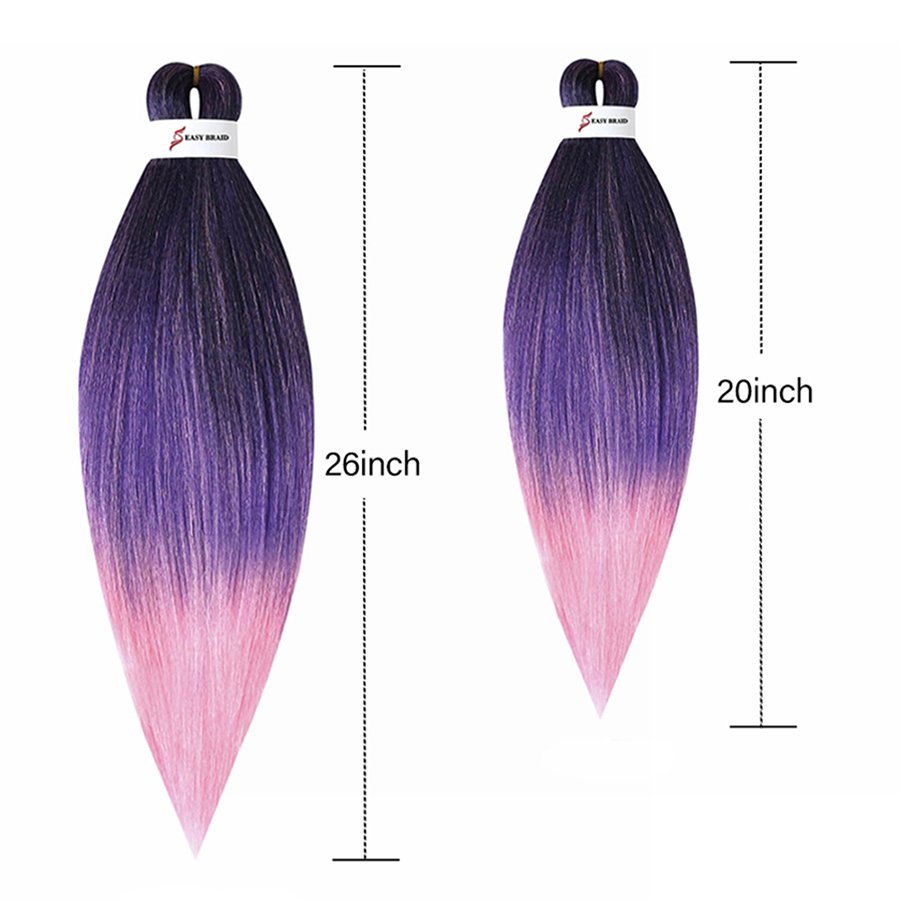Customized Packaging African 26inch Prestretched Hair Extensions Heat Resistant Ombre Pre-stretched Synthetic EZ Braiding Hair