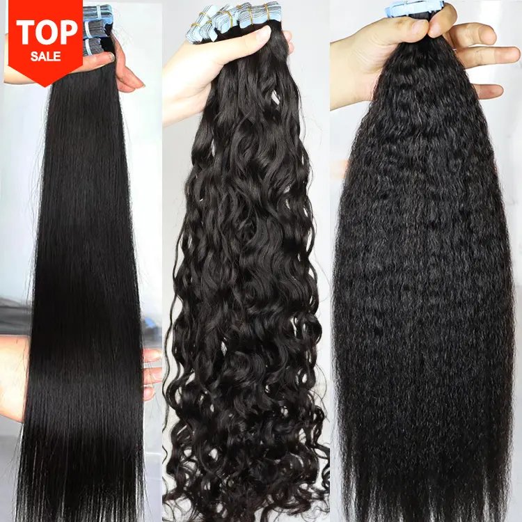 Russian Tape In Hair Extensions Full Cuticle 100% Virgin Remy Human Hair Invisible Tape In Human Hair Extension