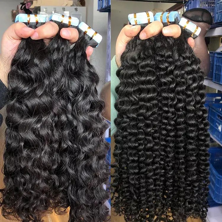 Russian Tape In Hair Extensions Full Cuticle 100% Virgin Remy Human Hair Invisible Tape In Human Hair Extension