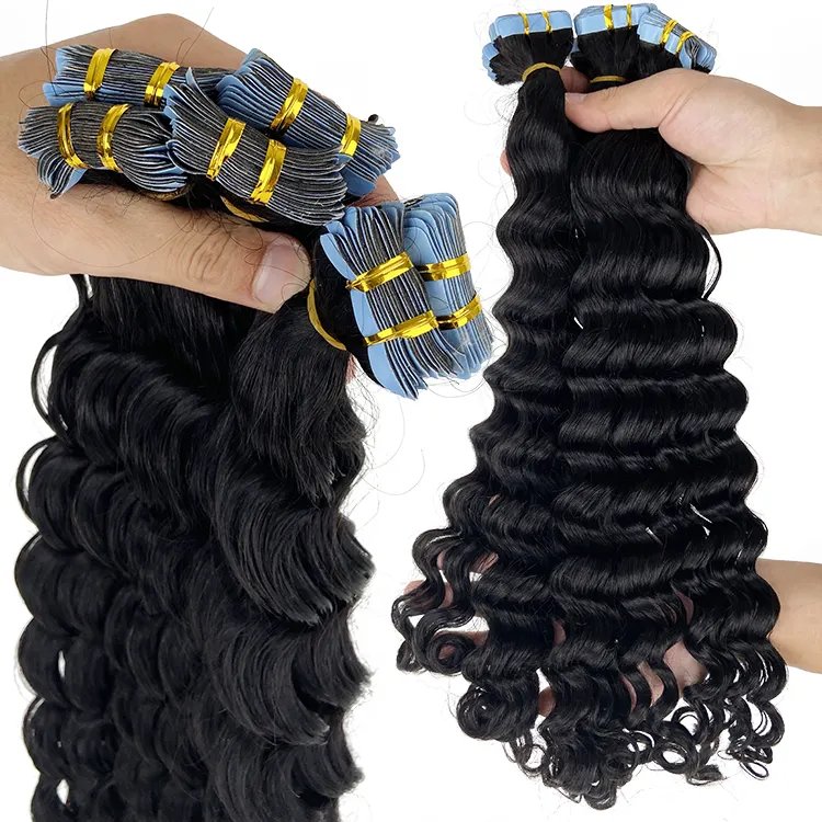 Russian Tape In Hair Extensions Full Cuticle 100% Virgin Remy Human Hair Invisible Tape In Human Hair Extension