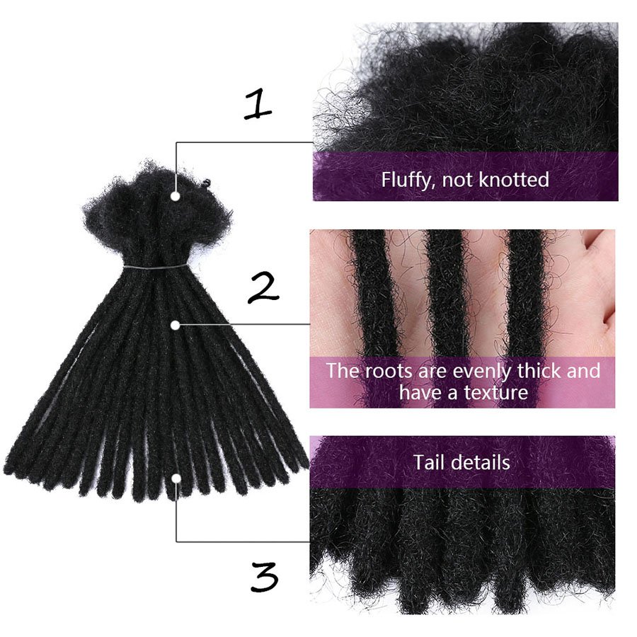 AliLeader Wholesale Colorful Natural Hair Black 100% Dreadlocks 8-20inch Crochet Dread Lock Afro Kinky Human Hair loc Extensions