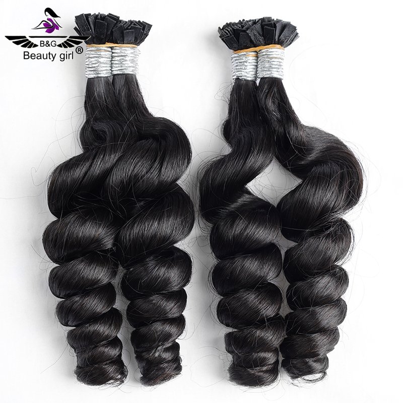 Kuwait Salon Unprocessed Hair K Tip Hair Extensions Brazilian Loose Wave 16 Inch I Tips Human Hair Extensions