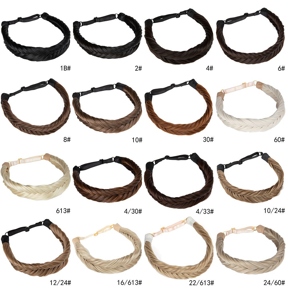 Synthetic Braided Headband Fluffy Elastic Hair Headband Braided Hair Wig For Female Wig Natural Hair