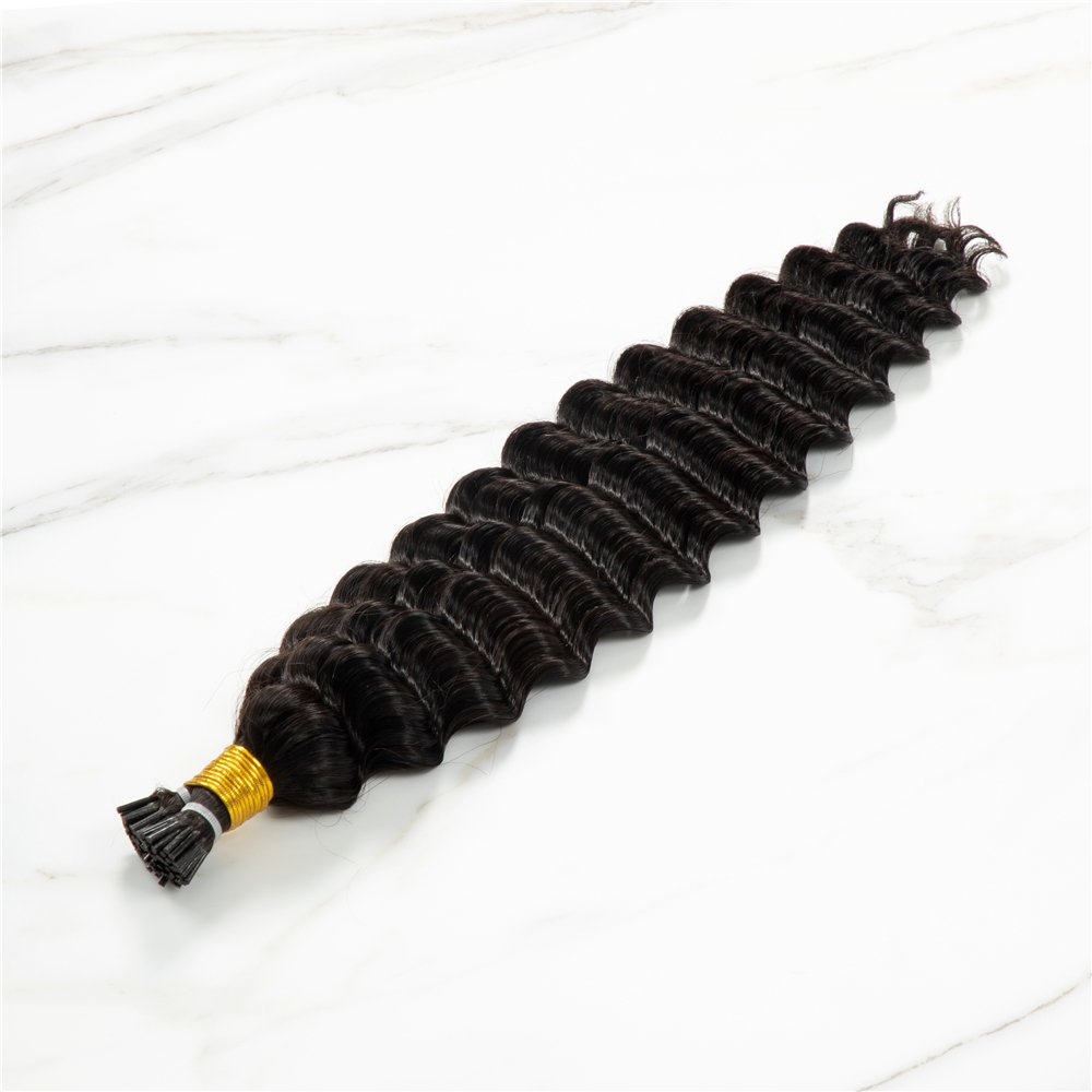 High Quality Double Drawn Health Keratin Hair Extensions Virgin Human Hair Extensions Prebonded Deep Wave I Tip Hair Extension