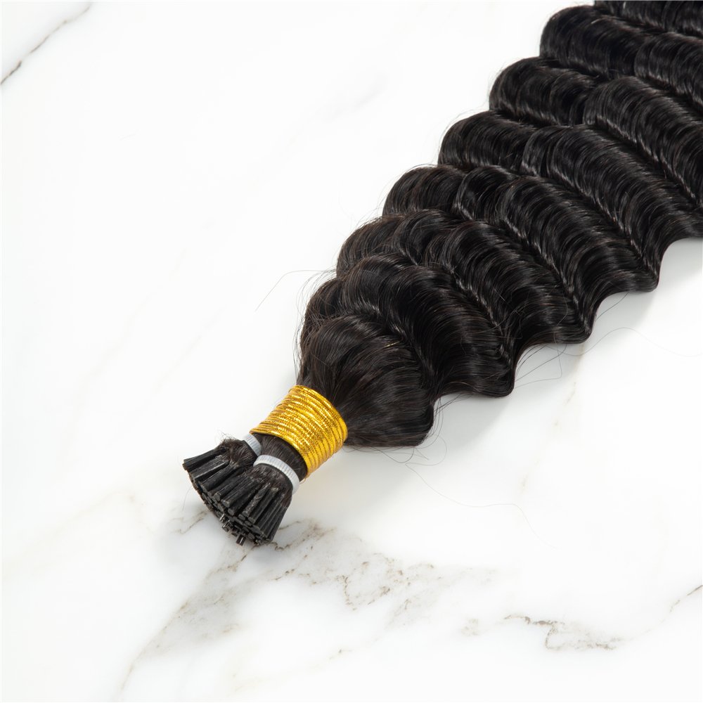High Quality Double Drawn Health Keratin Hair Extensions Virgin Human Hair Extensions Prebonded Deep Wave I Tip Hair Extension