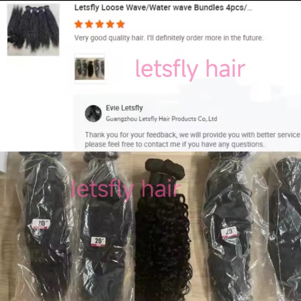 Letsfly Promotion Water Wave 26inch 20PCS Natural 100% Human Hair Bundles Wholesale 9A Grade Brazilian Raw Virgin Hair Extension