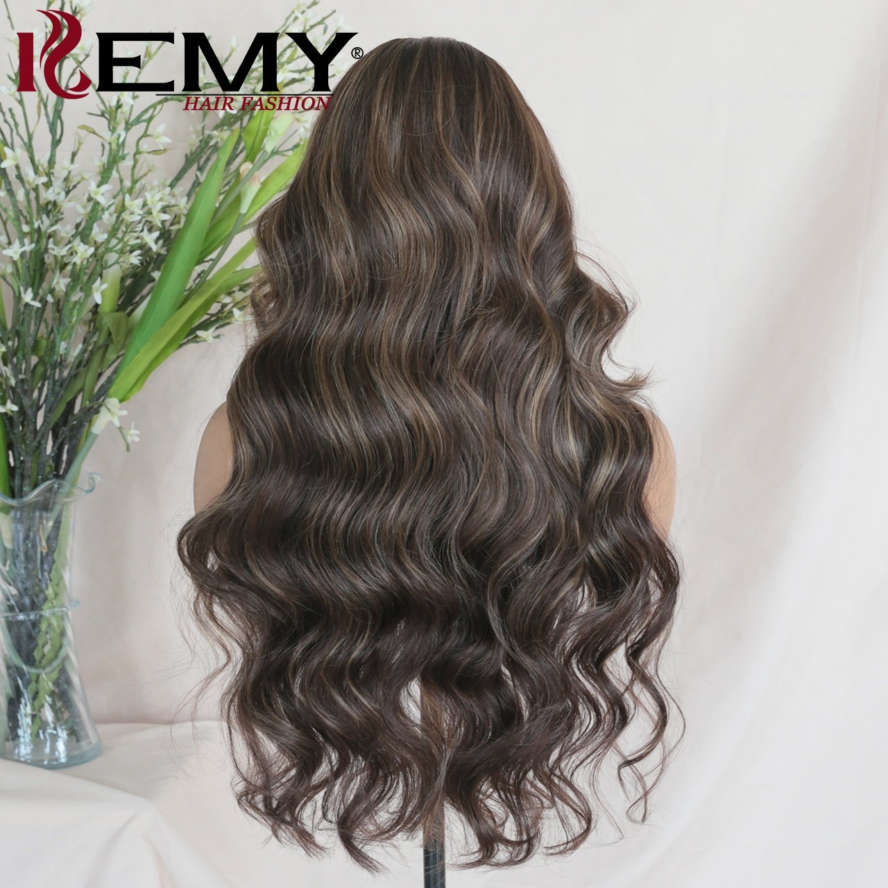 KEMY HAIR Synthetic Lace Front Wig13*6 Hd Heat Resistant Hair Blend Highlight Wig Loose Wave Pre Plucked Wigs for Black Women