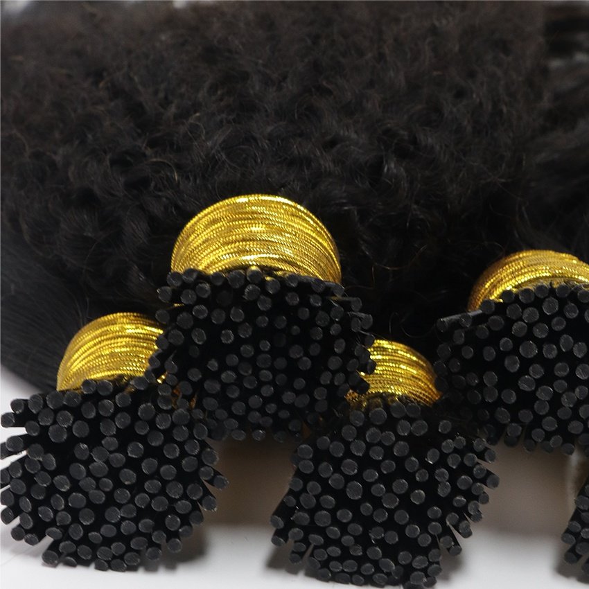 Wholesale No Shedding Micro Links Tip Human Hair Vendor I Tip Raw Virgin Human Hair Extensions Virgin Kinky Curly 100 Strands