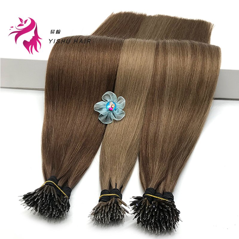European Russian Nano tip Hair Extensions De Cabello 100humano Remy Blonde Double Drawn Remy Nano Ring Human Hair Extensions