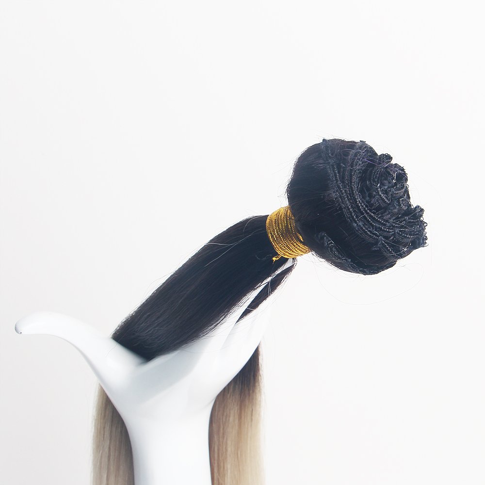 Cheap Ombre color Customized Double Drawn Wholesale Virgin remy Seamless Clip in hair 100 real European human hair Extensions