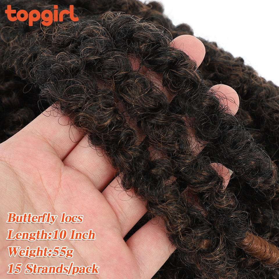 Wholesale 10" Ombre Faux Locs Braid Hair Blonde Butterfly Locs Crochet Hair Braids Crochet Faux Locs Hairstyles For Black Woman