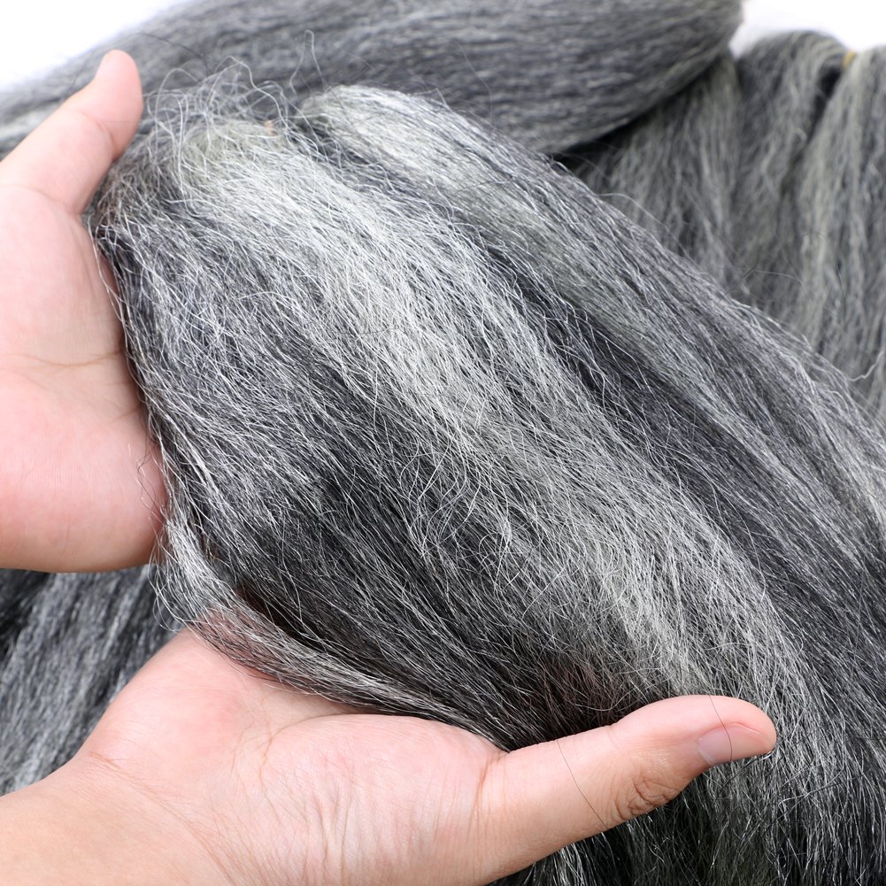 Silver Braiding Hair Pre Stretched 24inch Grey Pre-Stretched Braids Long Straight Braiding Hair Yaki Synthetic Hair for black