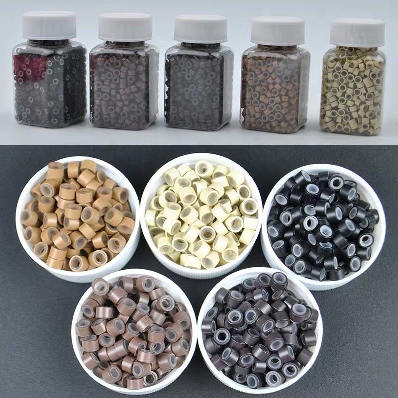 5.0x3.0x3.0mm 1000pcs Silicone Beads Hair Extension Tools for machine weft hair weft hand tied weft i tip human hair extensions