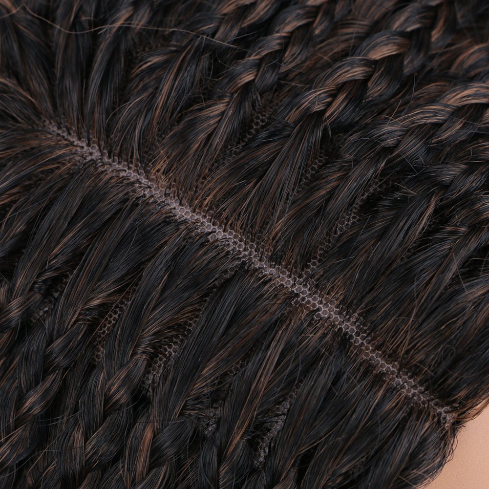 26inch Long Curly Heat Resistant Natural Black Box Braid Synthetic Braiding Hair Wigs Full Handmade wig