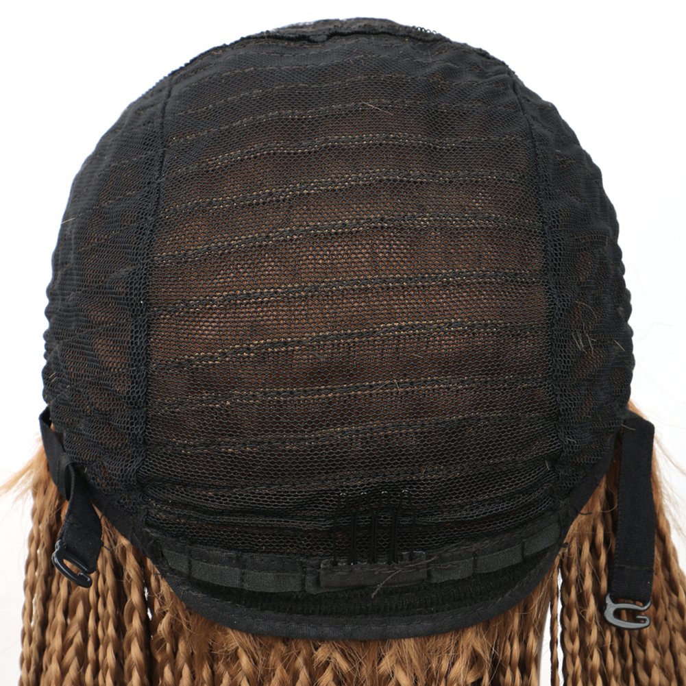 26inch Long Curly Heat Resistant Natural Black Box Braid Synthetic Braiding Hair Wigs Full Handmade wig
